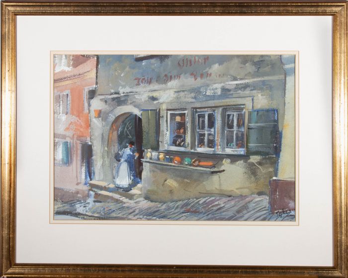 Aubrey F. Sykes (1910-1995) - Mid 20th Century Watercolour, The Corner Shop