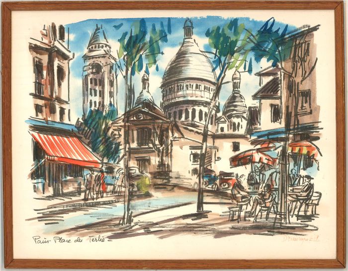 Dominique - 1979 Watercolour, Place du Tertre, Paris