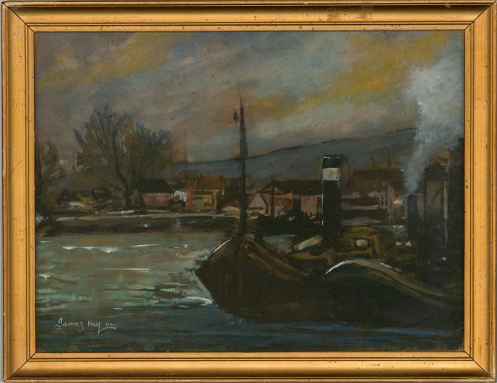 James Kay RWS (1858-1942) - Early 20th Century Watercolour, Moored Steam Boats