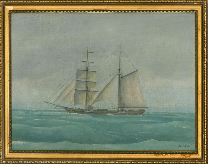 Mikhailoff - 1972 Oil, A Ship at Sea