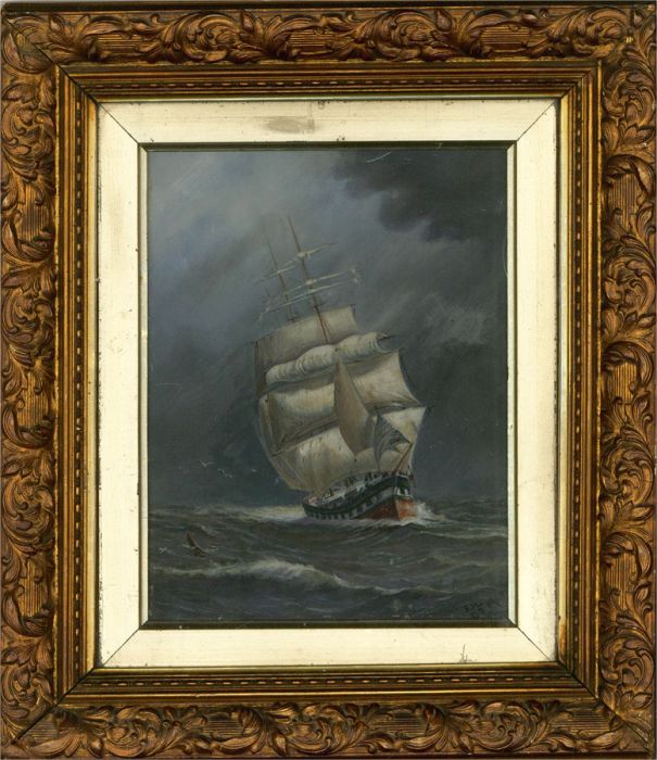F. J. L.  - 1908 Oil, Nautical Scene