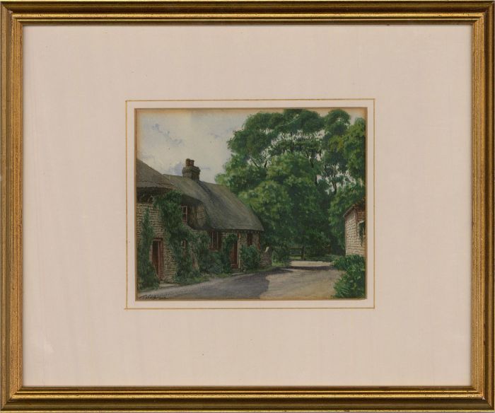 T. Ward  - 1923 Watercolour, The Thatched Cottage