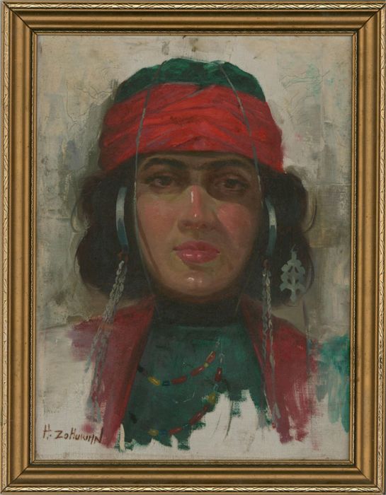 H. Zohurihn - 20th Century Oil, Girl in Traditional Clothing