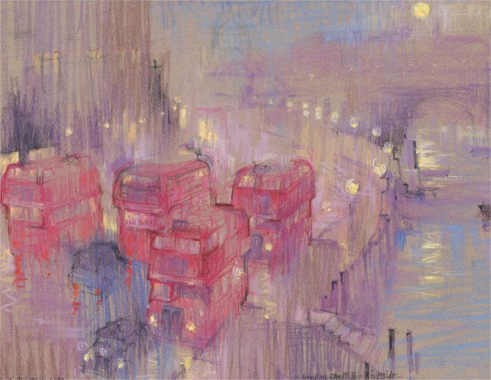 Michael Cadman RI ARCA (1920-2012) - 1997 Pastel, London Street Scene