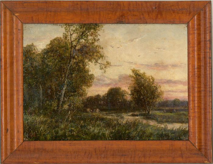 George A. Boyle (1826 – 1899) - Late 19th Century Oil, Sun Down Over The River