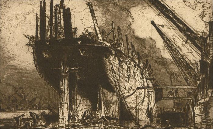 After Sir Frank Brangwyn RA (1867-1956) - 1924 Photogravure, Breaking the Duncan