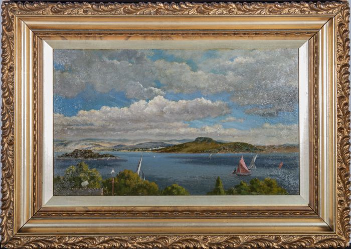 Late 19th Century Oil - Boats In The Bay
