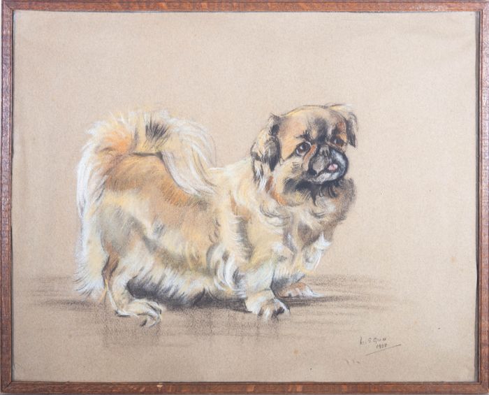 L. S. Grice  - 1932 Pastel, Pekingese Dog