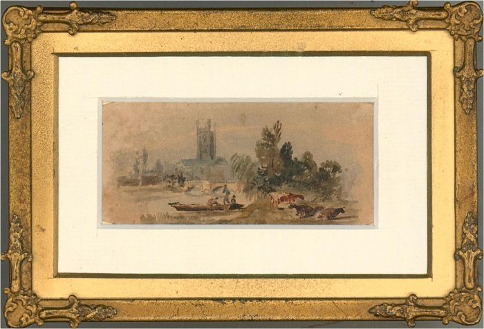 Miniature 19th Century Watercolour - By the River