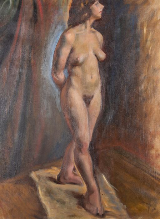 Mid 20th Century Oil - Standing Female Nude