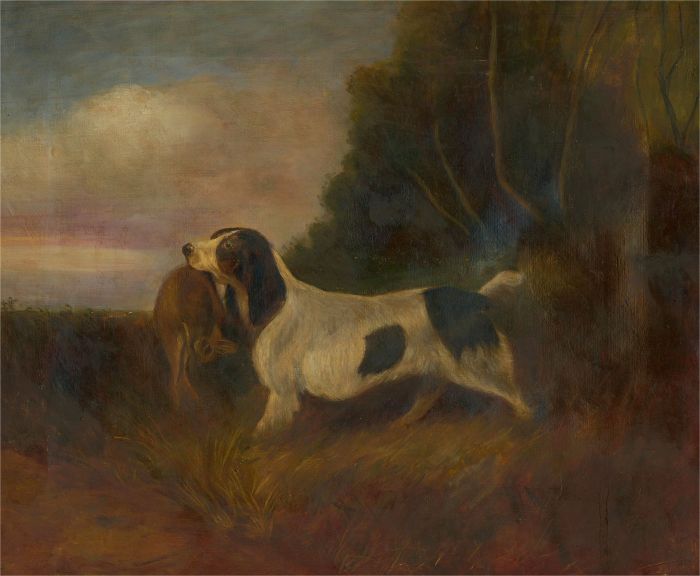 Late 19th Century Oil - Hunting Dog With Hare