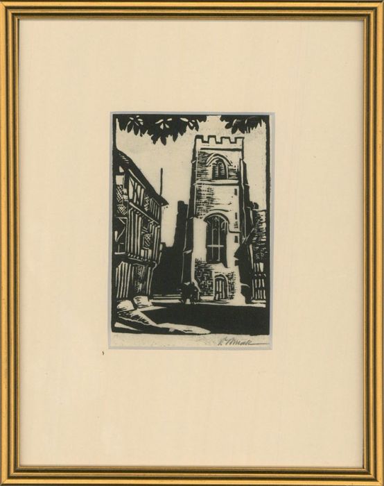 Oscar Pollak (1907-1980) - Mid 20th Century Woodcut, St Oswald Church