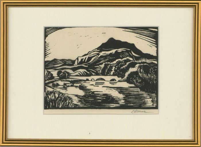 Oscar Pollak (1907-1980) - Mid 20th Century Woodcut, Highland River