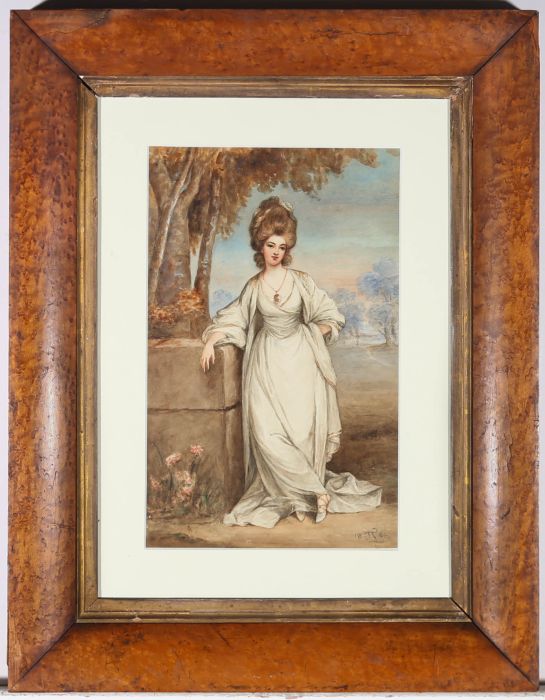 1866 Watercolour - Lady In The Garden