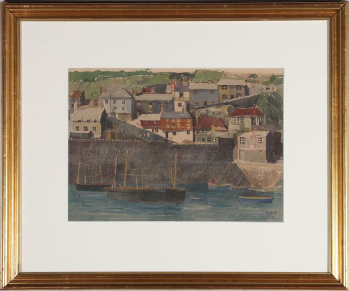 Erik Smith (1914-1972)  - Framed 1950 Watercolour, Fisherman's Town