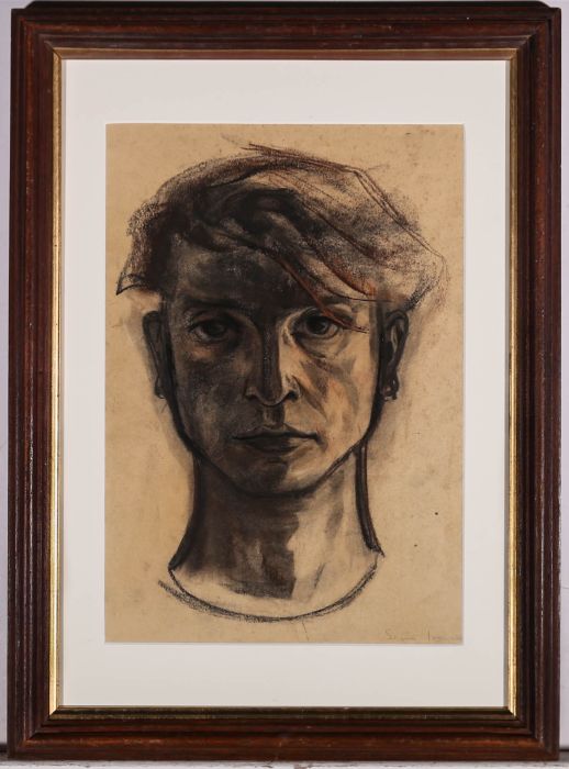 Mid 20th Century Charcoal Drawing - The Stare