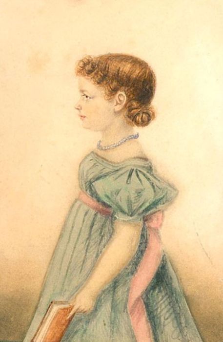 Pair of Miniature Mid 19th Century Watercolours - Brother and Sister