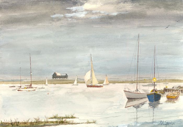 Mid 20th Century Watercolour - Sailing Boats at Anchor