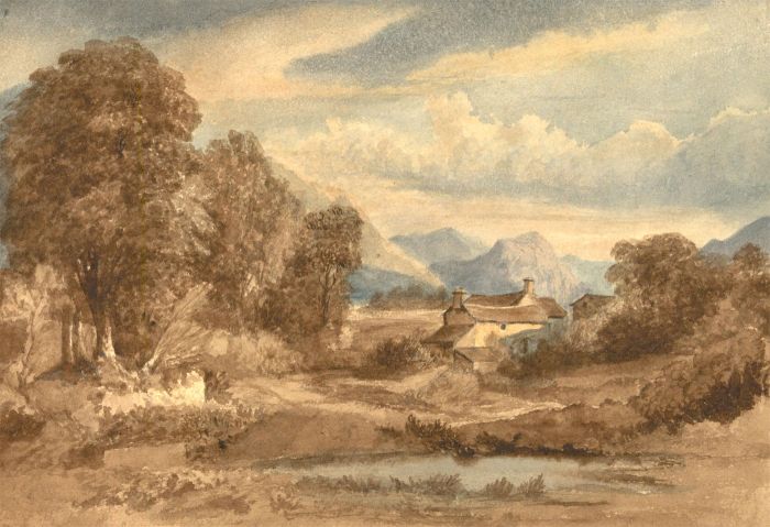 19th Century Watercolour - Home in the Hills