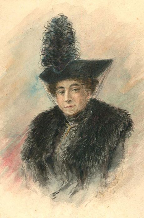 Edwardian Watercolour - A Glamorous Mourner