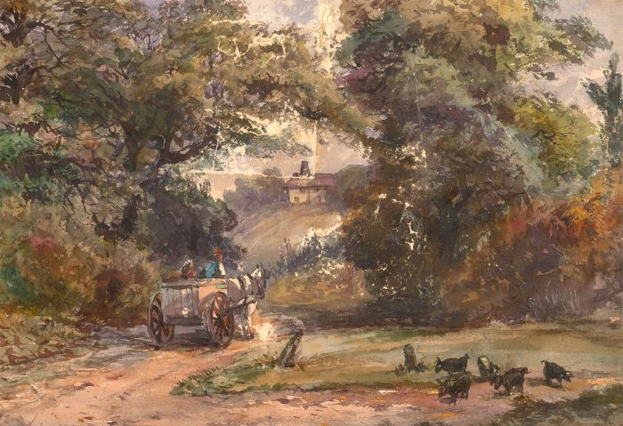 Attrib. Charles Walters D'Oyly (1822-1900) - 1890 Watercolour, The Countryside