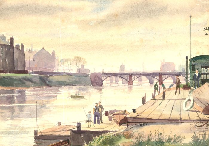Attrib. Trevor Owen Makinson (1926–1992) - 1950 Watercolour, River Clyde