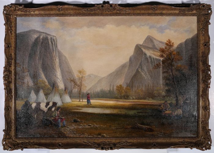 Mid 20th Century Oil - Yosemite Indian Encampment