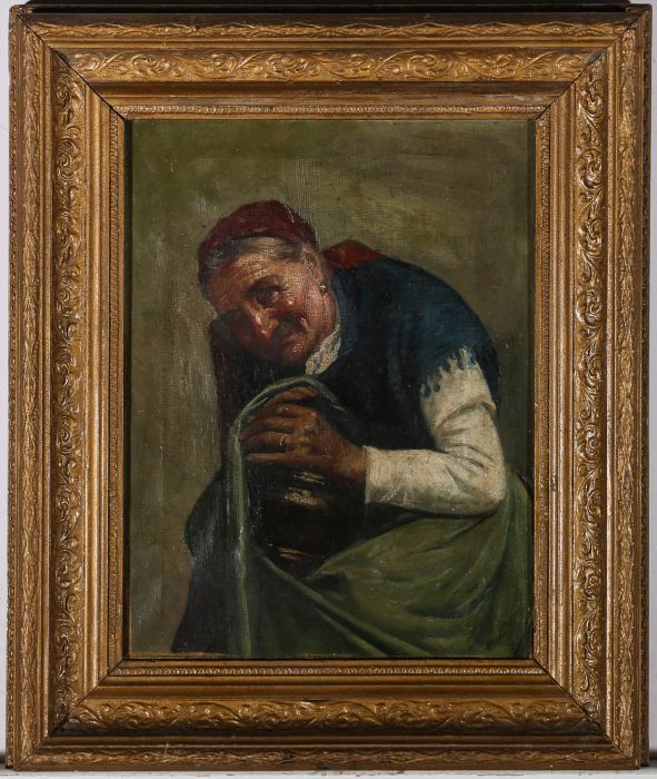 Italian School Mid 19th Century Oil - Woman With Earthenware Pot