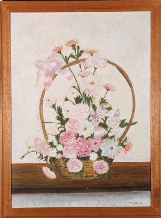 Tom Reeves - Mid 20th Century Oil, Basket Of Flowers