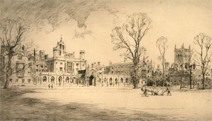 J. W. King - Early 20th Century Etching, St John's College, Cambridge