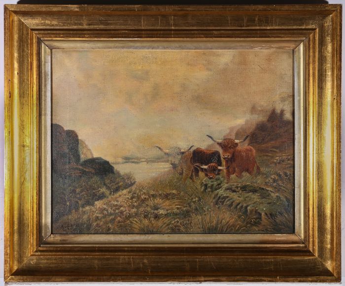 J. H. Charles  - 1905 Oil, Highland Cows