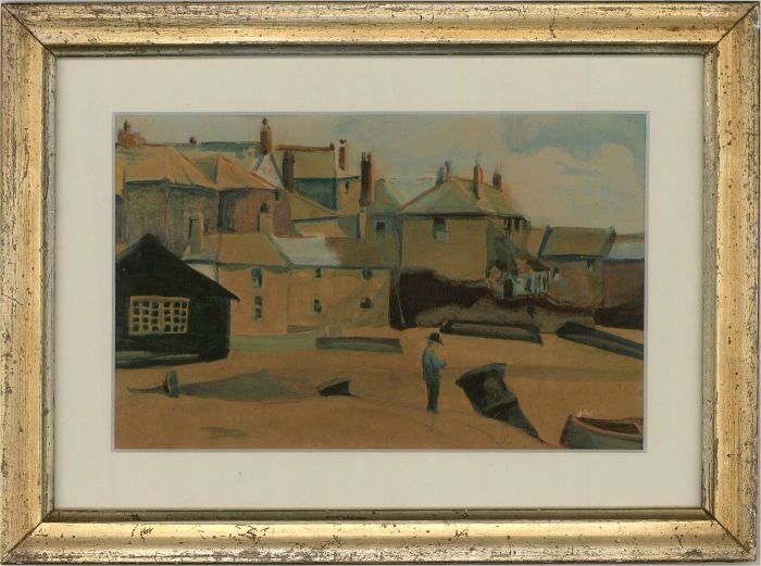 Early 20th Century Watercolour - Cornish Harbour Town