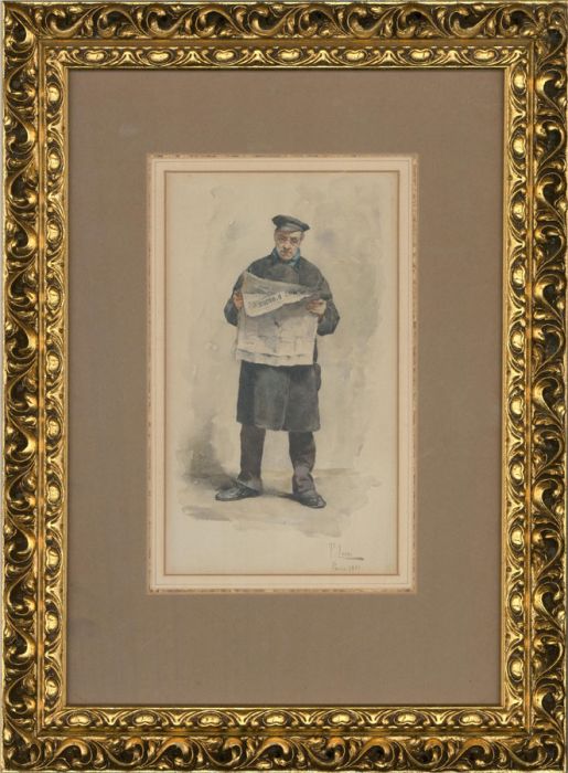 Tito Lessi (1858-1917) - Signed 1881 Watercolour, Morning News