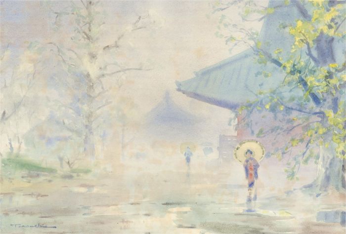 Fukutaro Terauchi (1891-1964) - Mid 20th Century Watercolour, Rain In Japan