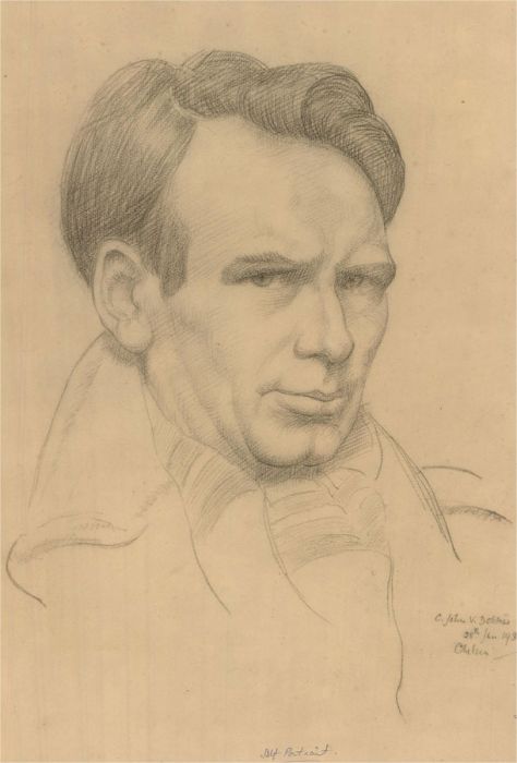 C. John V. Dobbin - 1939 Graphite Drawing, Portrait Of The Artist