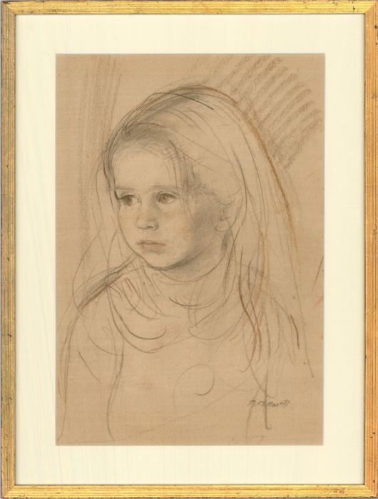 Framed 1977 Pastel - Portrait of a Young Girl