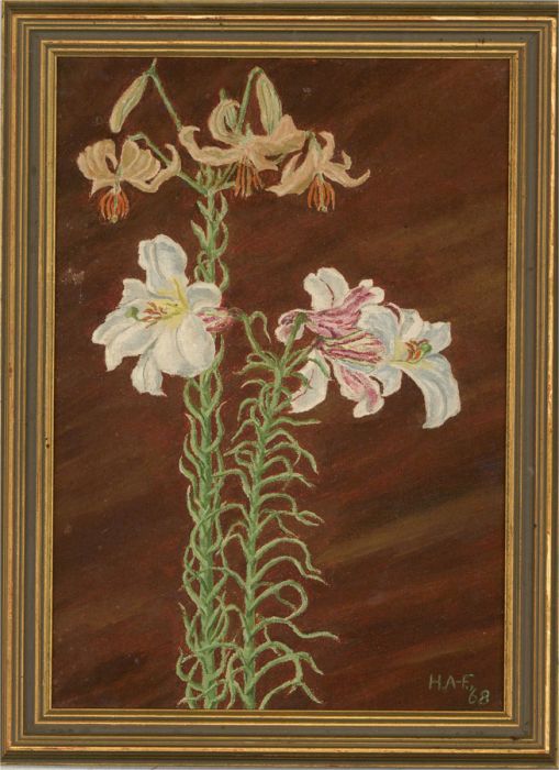 H.A.F - Signed and dated 1968 Oil, Still Life of Flowers