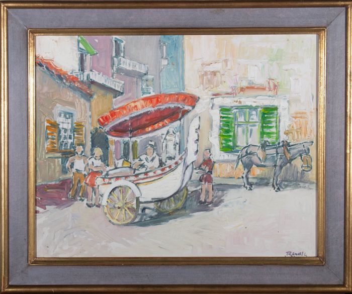 Rendle Wood (1894-1987) - Mid 20th Century Oil, The Street Vendor