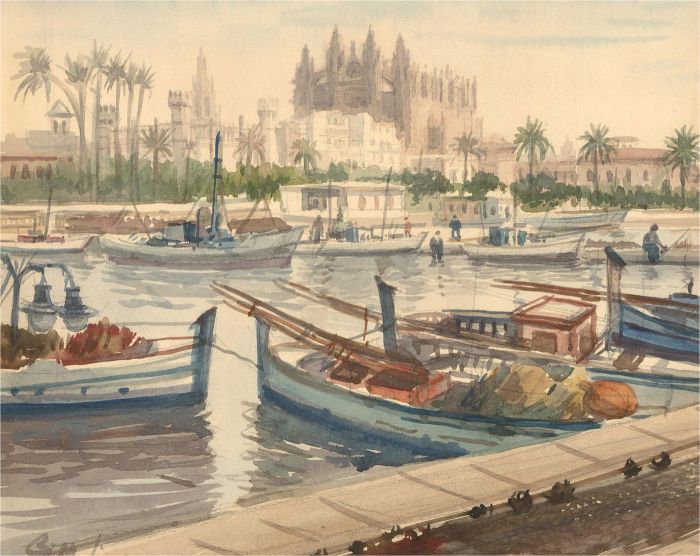 Signed Mid 20th Century Watercolour - Palma, Mallorca