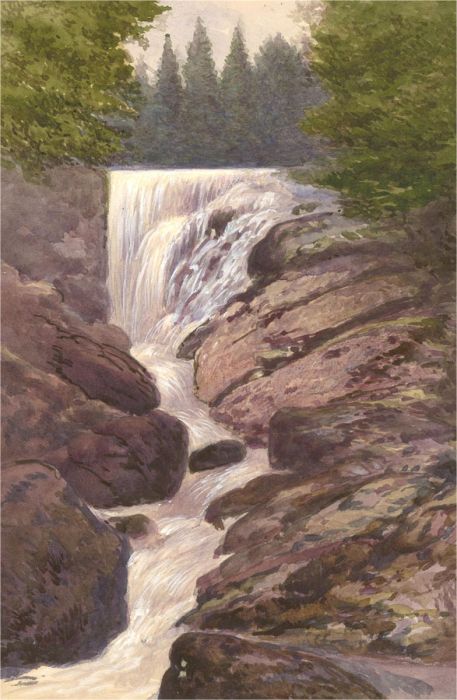 19th Century Watercolour - The Waterfall
