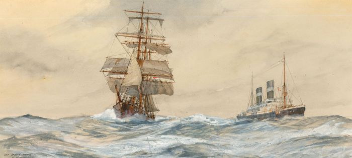 C. R. Hopkins - 1920 Watercolour, Off Sandy Hook