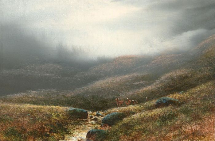 Harris Brett - Mid 20th Century Gouache, Landscape with Deer