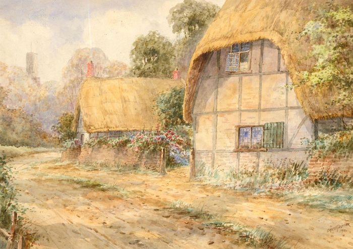 Ernest T. Potter - Signed and dated 1911 Watercolour, Village Street