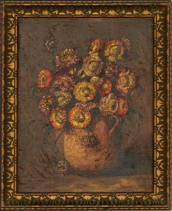 L. Thomas - 20th Century Oil, Still Life of Flowers in a Vase