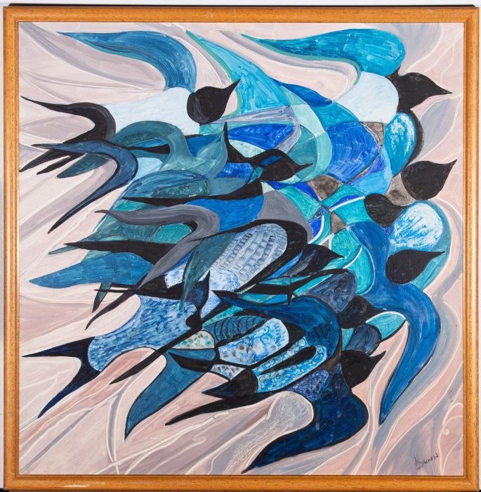  Lorna Dunn (1920-2016) - 20th Century Oil, Flock Of Swallows