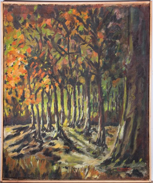 F. Moutray - French School Mid 20th Century Oil, Wooded Autumnal Glade, Barbizon