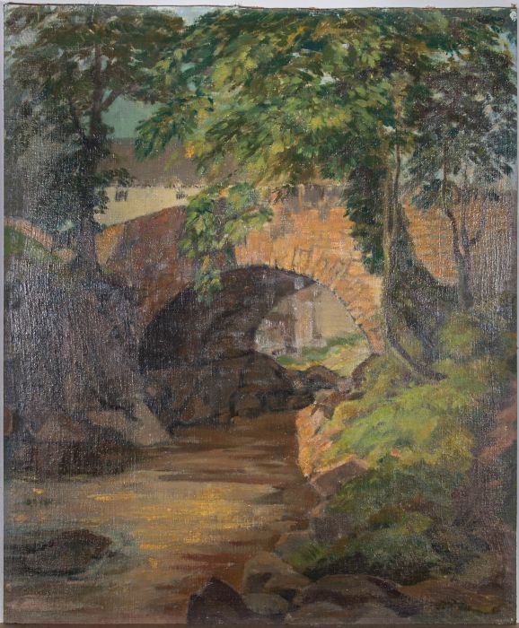 Mid 20th Century Oil - Bridge over the Stream