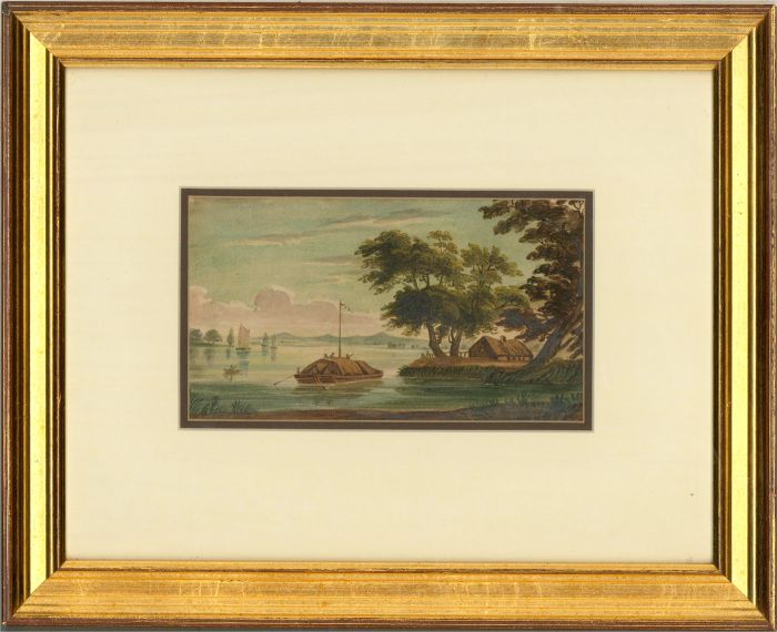 Early 19th Century Watercolour - Barges on the River