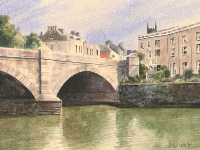 Paul Honeywell - Signed Mid 20th Century Watercolour, Totnes Bridge