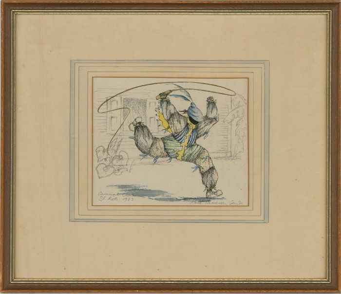Rose Cameron Smith - 1983 Pen and Ink Drawing, Carnival Clown
